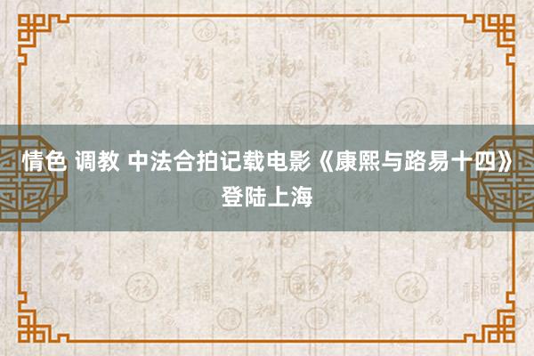情色 调教 中法合拍记载电影《康熙与路易十四》登陆上海