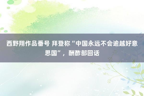 西野翔作品番号 拜登称“中国永远不会逾越好意思国”，酬酢部回话