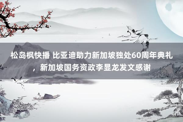 松岛枫快播 比亚迪助力新加坡独处60周年典礼，新加坡国务资政李显龙发文感谢