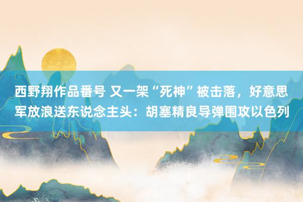 西野翔作品番号 又一架“死神”被击落，好意思军放浪送东说念主头：胡塞精良导弹围攻以色列