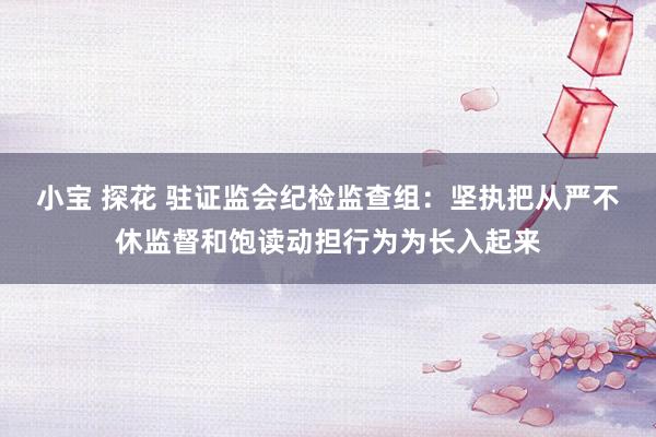 小宝 探花 驻证监会纪检监查组：坚执把从严不休监督和饱读动担行为为长入起来
