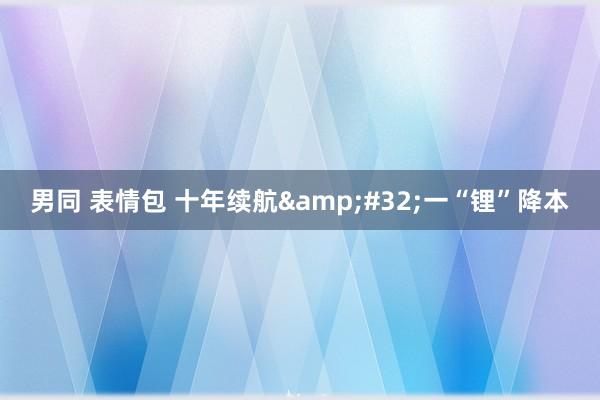 男同 表情包 十年续航&#32;一“锂”降本