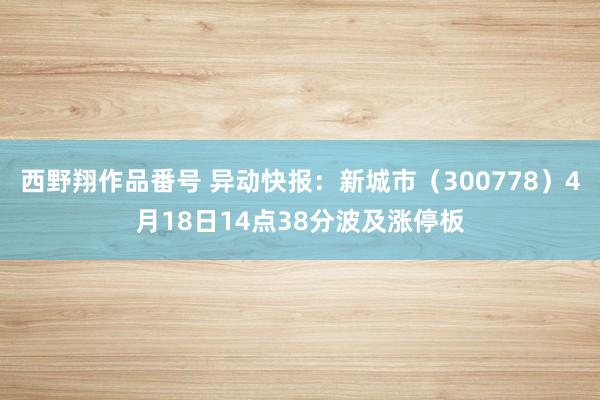 西野翔作品番号 异动快报：新城市（300778）4月18日14点38分波及涨停板